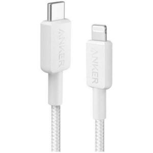 Cablu alimentare si date Anker A81B5G21, USB Type-C (T) la Lightning (T), 0.9m rata transfer 480 Mbps, invelis nylon, braided (Alb) imagine