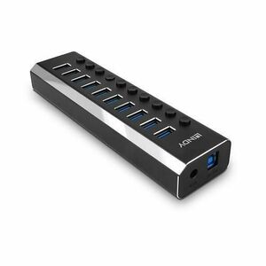 Hub USB Lindy 43370, 10x USB 3.2 gen 1, Negru imagine