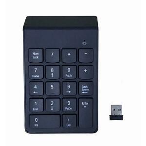 Tastatura numerica wireless Gembird KPD-W-02, 18 taste, Bateria AAA (Negru) imagine