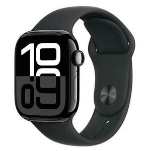 Smartwatch Apple Watch 10 GPS, Carcasa Jet Black Aluminium 42mm, ecran LTPO OLED, 64GB, curea silicon Black Sport Band M/L (Negru) imagine