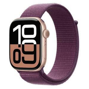 Smartwatch Apple Watch 10 GPS, Carcasa Rose Gold Aluminium 46mm, ecran LTPO OLED, 64GB, curea Plum Sport Loop (Roz/Visiniu) imagine