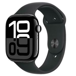 Smartwatch Apple Watch 10 GPS Cellular, Carcasa Jet Black Aluminium 46mm, ecran LTPO OLED, 64GB, curea silicon Black Sport Band - S/M (Negru) imagine