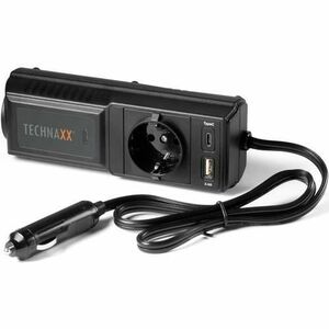 Invertor de tensiune Technaxx TE21, 200W, alimentare 12V, iesire 230V, USB-A, USB-C (Negru) imagine