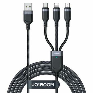 Cablu de date Joyroom S-A18, USB-A - Lightning / microUSB / USB-C , 18W, 0.3m, Negru imagine