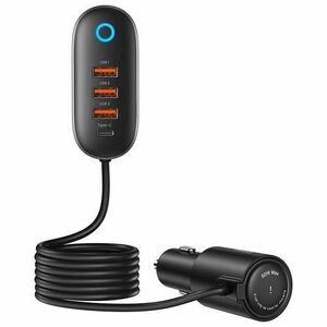 Incarcator Auto Usams US-CC161, 156W, 3A, 1 x Extensie Bricheta - 1 x USB-C - 3 x USB-A, Negru imagine