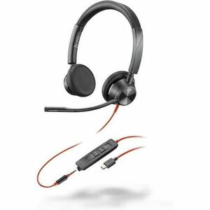 Casti Call Center Over the Ear Poly Blackwire 3325, 3.5mm Plug +USB-C/A Adapter, Certificare Microsoft Teams, Wired (Negru) imagine