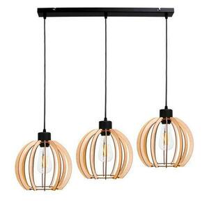 Pendul Adviti JUALA AD-LD-6378BE27D, 3 x 60W, E27, IP20, metal/lemn, Negru/Maro imagine