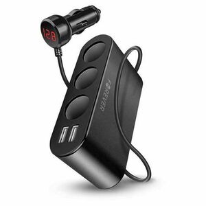 Incarcator Auto Forever MultiPort, 12W, 2.4A, 2 x USB-A - 3 x Extensie Bricheta, Negru imagine