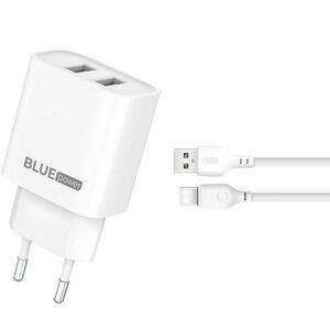 Incarcator Retea Cu Cablu USB-C Blue Power BPCE02C, 10.5W, 2.1A, 2 x USB-A, Alb imagine