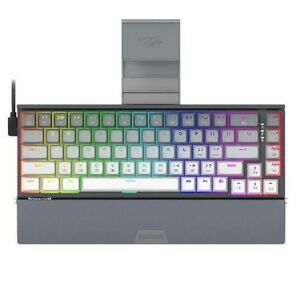 Tastatura gaming mecanica Bluetooth cu si fara fir Redragon Shaco PRO, iluminare RGB, suport detasabil pentru telefon sau tableta, Gri imagine