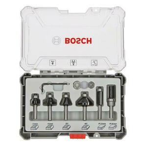 Set 6 freze de profilat canturi Bosch Professional, frezare coplanara si refecare, tija 8mm imagine