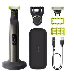 Aparat hibrid de barbierit si tuns Philips OneBlade Pro 360 QP6652/61, 2 lame 360, 20 de setari de lungime (0, 4-10 mm), 2 accesorii pentru corp, Autonomie 120 min, toc hardcase (Negru) imagine