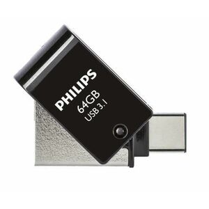 Stick USB Philips 2 in 1 OTG FM64DC152B, 64GB, USB 3.1 + USB C (Negru) imagine