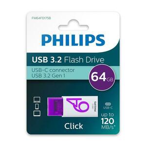 Stick USB Philips Click Series FM64FD175B/00, 64GB, USB 3.2 Gen 1 (Violet) imagine