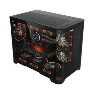 Carcasa Gaming 1STPLAYER UV6, M-ATX/ITX, Cube Tower, ARGB (Negru) imagine