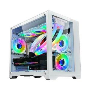 Carcasa Gaming 1STPLAYER Megaview MV6, Cube Tower, M-ATX/Mini-ITX, ARGB (Alb) imagine