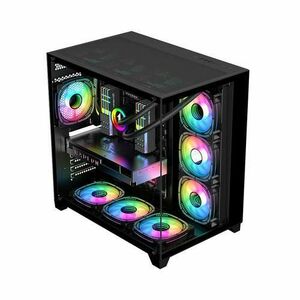 Carcasa Gaming 1STPLAYER Megaview MV8, Cube Tower, ARGB (Negru) imagine