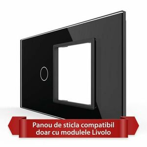 Panou Intrerupator Simplu cu Priza LIVOLO din Sticla, Standard Italian - 4M (Negru) imagine