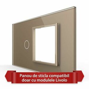 Panou Intrerupator Simplu cu Priza LIVOLO din Sticla, Standard Italian - 4M (Auriu) imagine