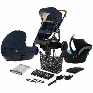 Carucior 3 in 1 Kinderkraft Prime cu scoica Mink Pro, R 129, sistem de calatorie, 0 - 36 luni, Albastru imagine