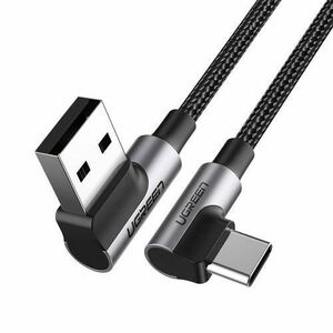 Cablu de date Ugreen US176 Angled, USB-C - USB, 3A, 1m, Negru imagine