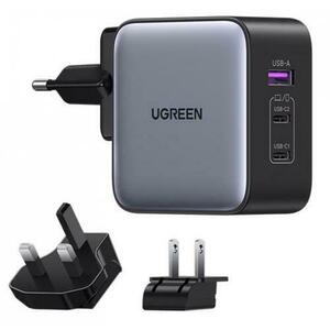 Incarcator Retea UGREEN CD296, 65W, 3A, 1 x USB-A - 2 x USB-C, Gri imagine