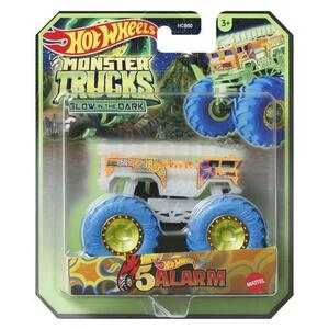 Masinuta Hot Wheels Monster Truck - Glow In The Dark, 5 Alarm, scara 1: 64 imagine