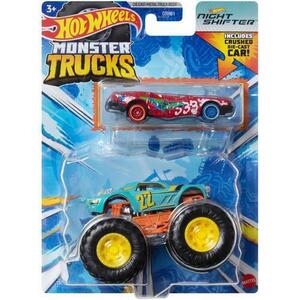 Set 2 masinute Hot Wheels - Monster Truck si masinuta metalica, Night Shifter imagine