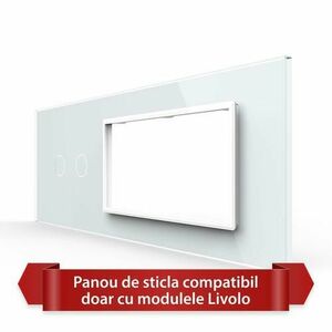 Panou Intrerupator Dublu cu 2 Prize LIVOLO din Sticla, Standard Italian - 6/7M (Alb) imagine