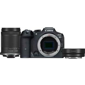 Aparat Foto Mirrorless Canon EOS R7, 32.5 Mpx, Filmare 4k, procesor DIGIC X, Wi-Fi + RF-S 18-150mm, F/3.5 – 6.3 + adaptor EF-EOS R (Negru) imagine