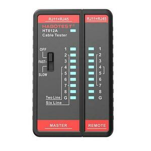 Aparat de masura digital Habotest HT812A, Tester de cablu de retea si telefonie RJ45, RJ14, RJ12, RJ9, Negru imagine