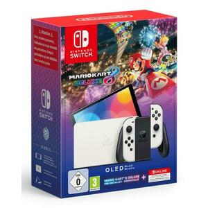 Consola Nintendo Switch OLED + Mario Kart 8 Deluxe + 12 luni abonament NSO (Alb) imagine