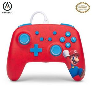 Controller PowerA Enhanced Woo-hoo Mario NSGP0001-01 pentru Nintendo Switch, Jack 3.5mm, USB 3m (Rosu) imagine