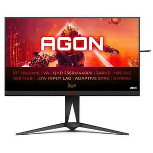 Monitor Gaming VA LED AOC 27inch AG275QZN/EU, QHD (2560 x 1440), HDMI, DisplayPort, AMD FreeSync, Pivot, 240 Hz, 0.5 ms (Negru/Rosu) imagine