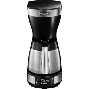 Cafetiera De’Longhi ICM16731, 1200W, Carafa termica din otel inoxidabil, Capacitate 1.25 L, 10 cesti, Ecran LCD, Timer, Selector Aroma, Sistem anti-picurare, Oprire automata, Inox/Negru imagine