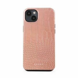 Husa Burga Dual Layer Pink Croco compatibila cu iPhone 14, Roz imagine