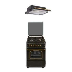 Pachet Aragaz Studio Casa Retro Verona Retro Black, 4 Arzatoare gaz, Grill electric + Hota telescopica Studio Casa Lean Retro Black, 2 motoare, 60 cm (Negru) imagine