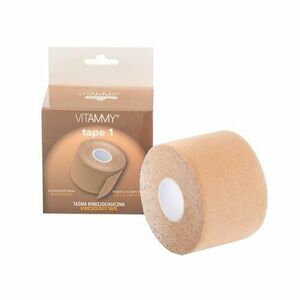 Banda Kinesiologica Vitammy Tape 1, impermeabila, moale si confortabila, fara latex, 5 cm x 5 m, Bej imagine