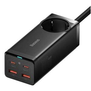 Incarcator Retea Baseus GaN3 Pro Powerstrip, Quick Charge 100W, 1 x AC, 2 x USB Type-C Output 5V/3A, 2 x USB, cablu USB Type-C la USB Type-C 100W lungime 1m, PSZM000401 (Negru) imagine