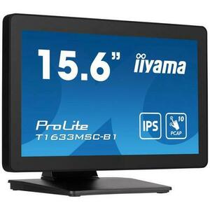 Monitor IPS LED Iiyama ProLite 15.6inch T1633MSC-B1, Full HD (1920 x 1080), HDMI, DisplayPort, Boxe, Touchscreen (Negru) imagine