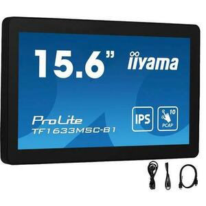 Monitor IPS LED Iiyama ProLite 15.6inch TF1633MSC-B1, Full HD (1920 x 1080), HDMI, DisplayPort, Boxe, Touchscreen (Negru) imagine