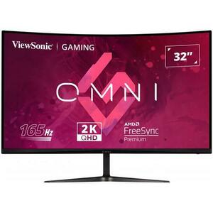 Monitor Gaming VA LED ViewSonic 32inch VX3218C-2K, QHD (2560 x 1440), HDMI, Display Port, Ecran Curbat, 165 Hz, 1 ms (Negru) imagine