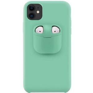 Protectie spate Lemontti Liquid Silicone EDA00159401H cu Apple AirPods Case pentru iPhone 11 (Verde deschis) imagine