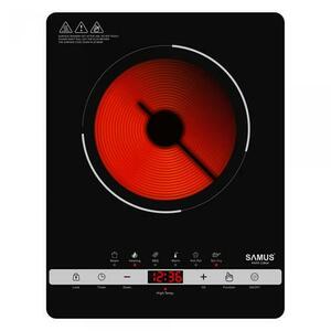 Plita Electrica Vitroceramica Samus PSVFE-11BG4, Infrarosu, Portabila, 2000 W, Control Tactil, 10 Trepte putere, Presetari multifunctionale: Steam, Heating, BBQ, Warm, Hot Pot, Stir-Fry, Negru Mat imagine