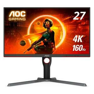 Monitor Gaming IPS LED AOC 27inch U27G3X/BK, UHD (3840x2160), HDMI, DisplayPort, Pivot, 160 Hz, 1 ms (Negru/Rosu) imagine