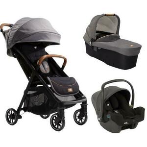 Carucior ultracompact 3 in 1 Joie Parcel Carbon / i-Snug Shale, 0-22 kg + Landou Joie Ramble XL Carbon, 0-9 kg + Scoica auto i-Snug cu tetiera reglabila, 0-13 kg (Negru/Gri) imagine