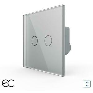 Intrerupator Dublu Draperie cu Touch LIVOLO din Sticla - Protocol ZigBee EC (Gri) imagine