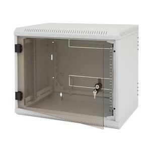 Rack de perete Triton sectiune simpla 6U 500mm adancime usa sticla panouri laterale fixe sectiuni, sectiuni acces cabluri sus/jos/spate securizare cu cheie, 1 pereche montanti reglabili IP30 (Gri) imagine