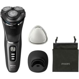 Aparat de ras Philips Shaver Seria 3000 S3343/13, barbierit umed şi uscat, fara fir, capete 5D pivotante si flexibile, lame autoascutire, 60 min, sistem de barbierire anticoroziune, capac de protectie, suport de incarcare (Negru) imagine