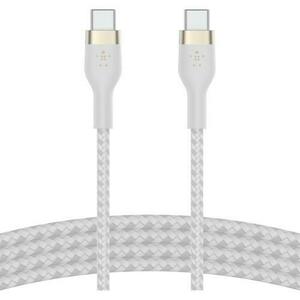 Cablu Belkin BOOST CHARGE PRO Flex USB-C catre USB-C 2.0, Silicon impletit, 2M, Alb imagine